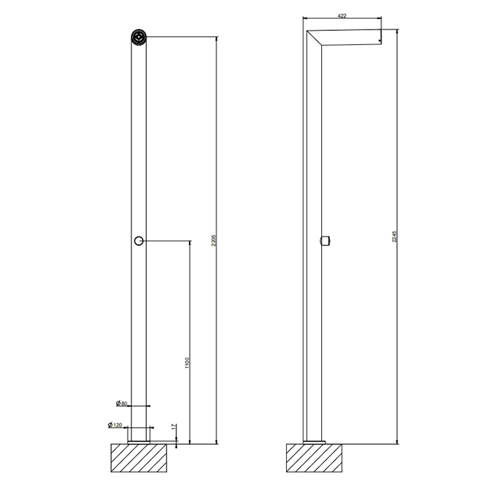 Фото Душевая стойка Gessi Outdoor 63201#239 сталь