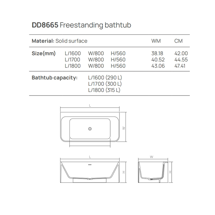Фото Отдельностоящая ванна Dea Design Modern 180x80x56 DD8665 1800 5 graphite
