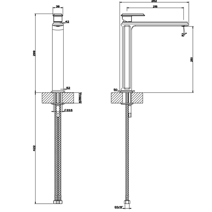 Фото Смеситель для раковины Gessi Eleganza 46004#080 золото