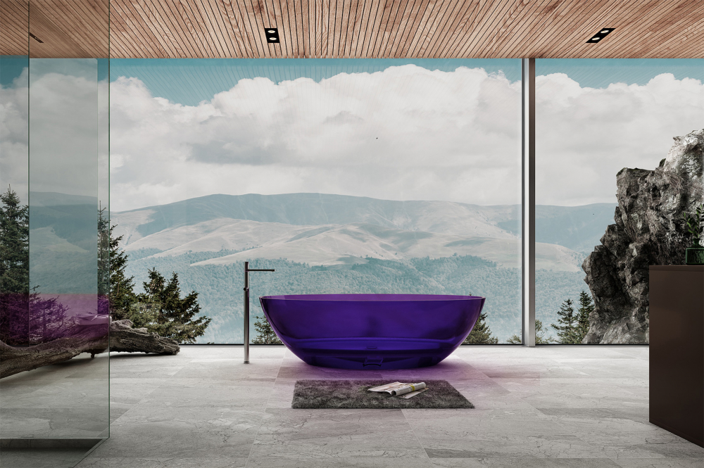Фото Прозрачная ванна Abber Kristall 180x85 AT9702Amethyst аметист