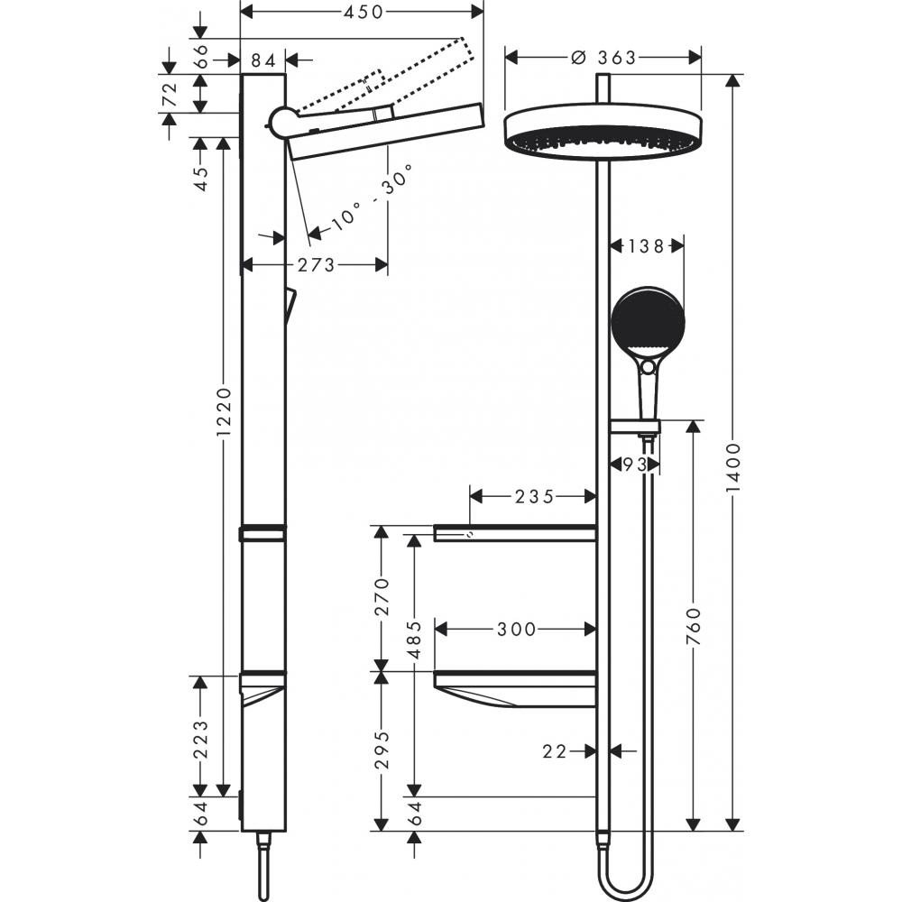 Фото Душевая стойка hansgrohe Rainfinity Showerpipe 360 1jet 26842700