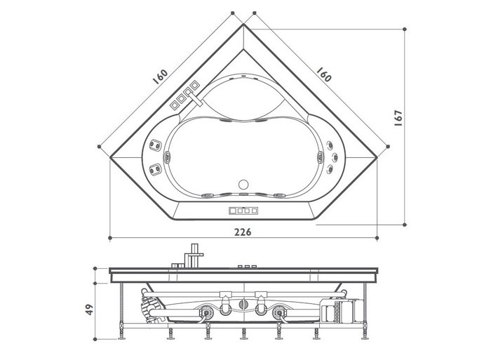 Фото Акриловая ванна Jacuzzi Aura 160x160 9F43-483A