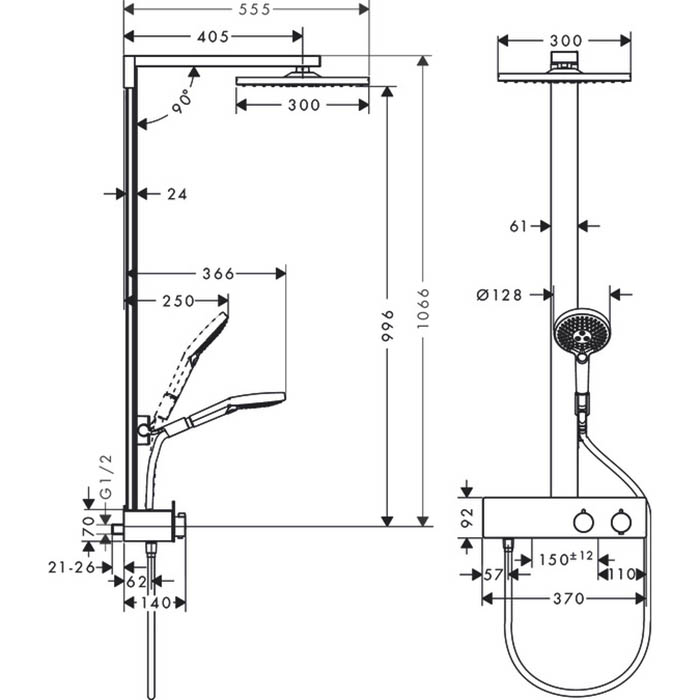 Фото Душевая стойка Hansgrohe Raindance E 27362000 с термостатом