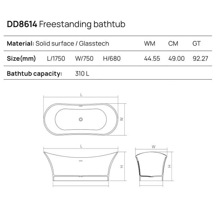 Фото Отдельностоящая ванна Dea Design Elegant 175x75x68 DD8614 1750 R1 sunset