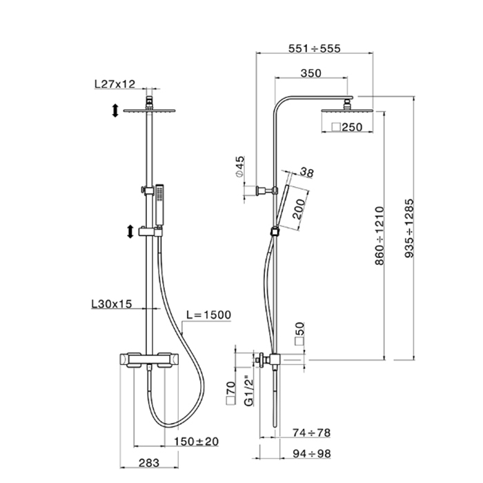 Фото Душевая стойка Cisal Hi-Rise RIC8601N21