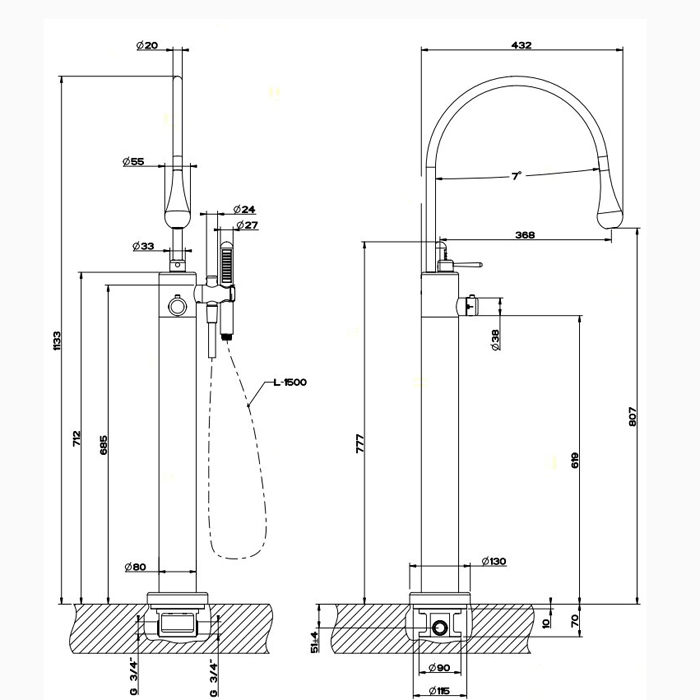 Фото Смеситель для ванны Gessi Goccia 24978#031