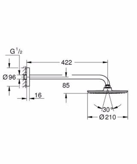 Фото Верхний душ Grohe Rainshower Cosmopolitan 26171000 с кронштейном