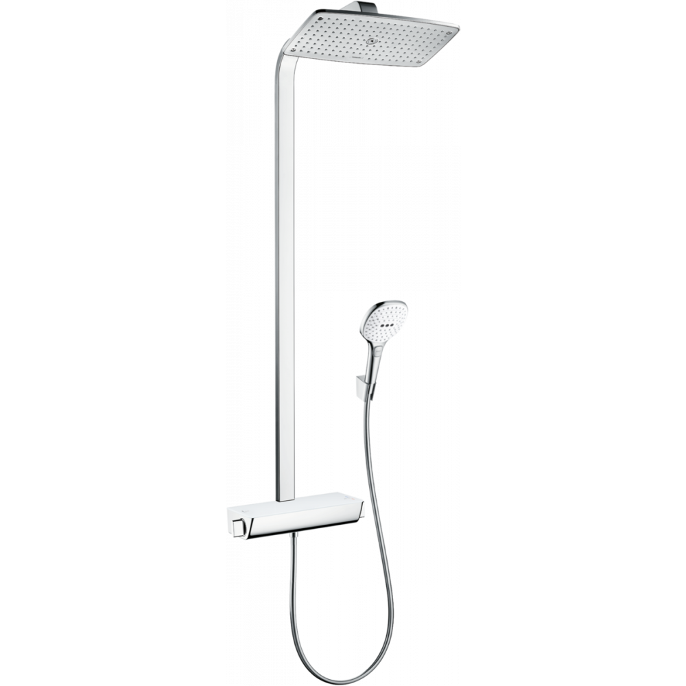 Фото Душевая стойка с термостатом hansgrohe Raindance E Showerpipe 360 1jet EcoSmart 27286400 белый/хром