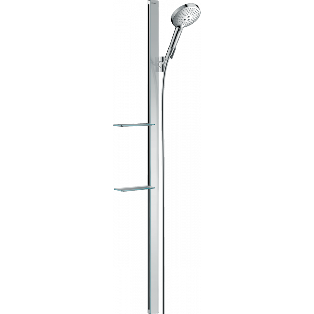 Фото Душевой набор hansgrohe Raindance Select S 120 3jet 27646000 со штангой 150 см и мыльницей, хром