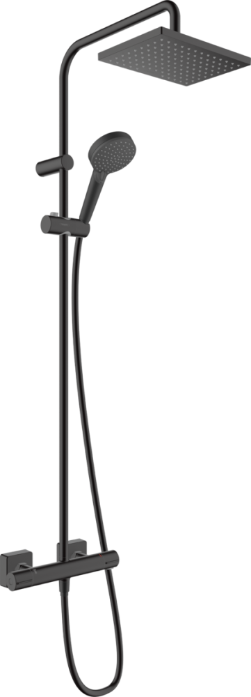 Фото Душевая система c термостатом hansgrohe Vernis Shape Showerpipe 230 1jet 26097670, EcoSmart, матовый черный