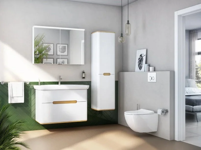 Фото Тумба с раковиной Vitra Sento 100 60826 белая глянцевая
