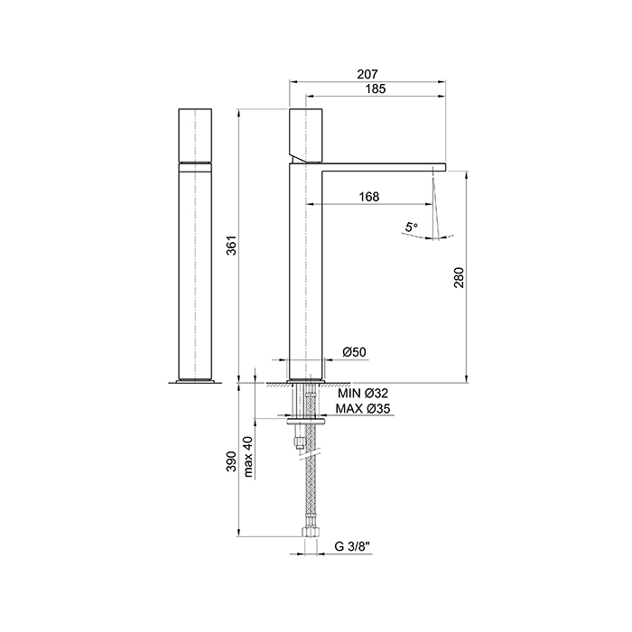 Фото Смеситель для раковины Fantini Milano 31 P5 3006WF сталь