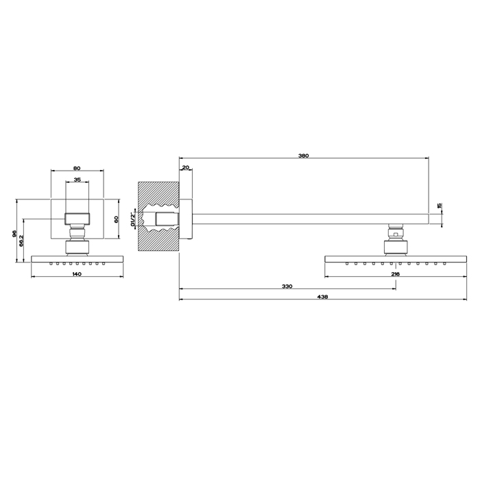 Фото Верхний душ Gessi Rettangolo 20148#299 черный матовый