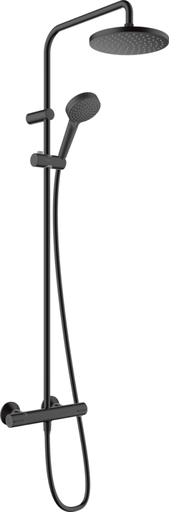 Фото Душевая система c термостатом hansgrohe Vernis Blend Showerpipe 200 1jet 26089670, EcoSmart, матовый черный
