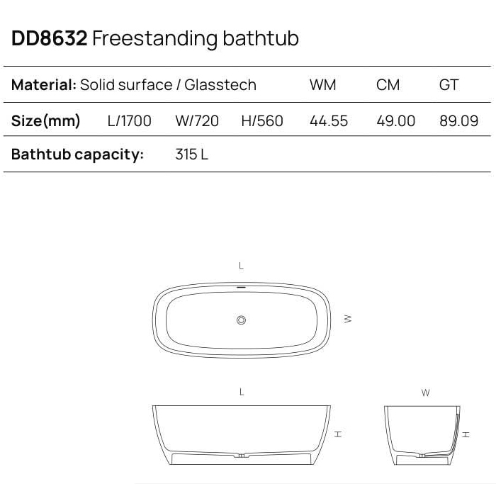 Фото Отдельностоящая ванна Dea Design Soul 170х72х56 DD8632 1700 R3 emerald
