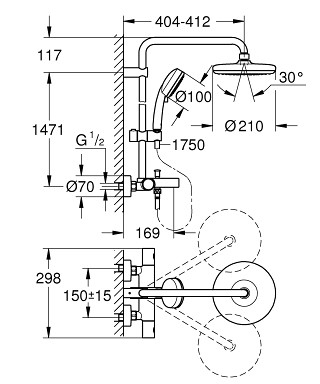 Фото Душевая стойка GROHE  Tempesta Cosmopolitan System 26223001
