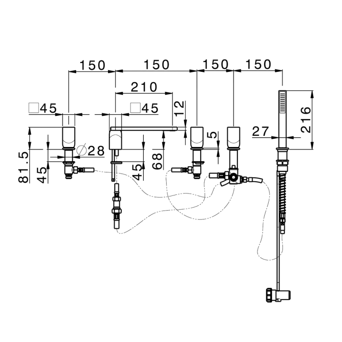 Фото Смеситель для ванны Cisal Hi-Rise RI0002602W золото