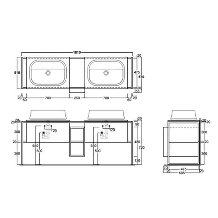 Фото Тумба под раковины Simas Frame 180 FM2 grey ashwood