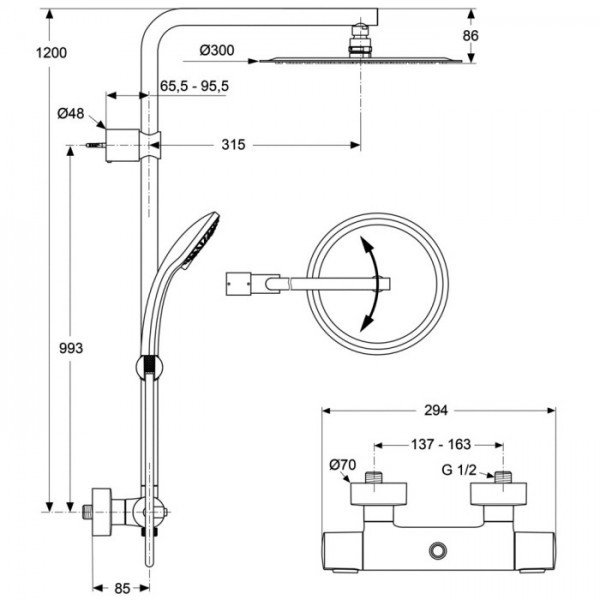 Фото Душевая система Ideal Standard IdealRain lux A6246AA
