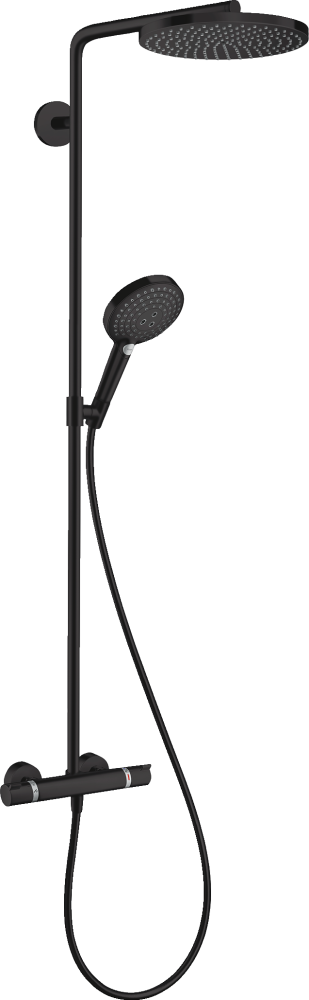 Фото Душевая система hansgrohe Raindance Select S Showerpipe 240 1jet P 27633670 с термостатом матовый черный