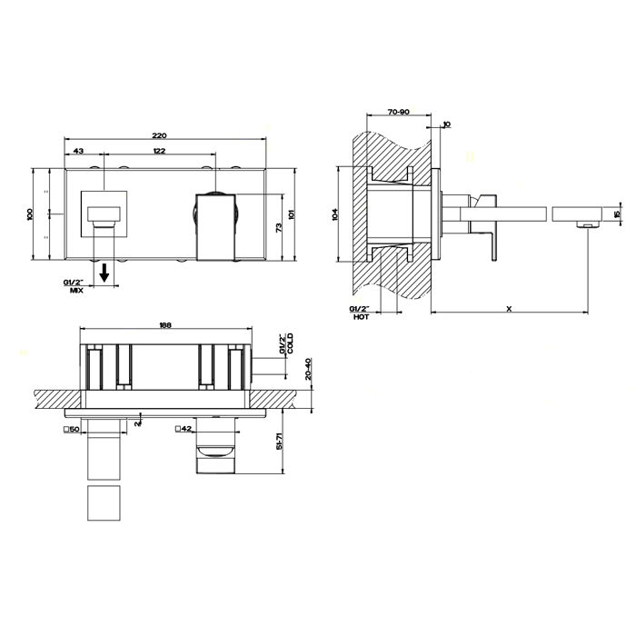Фото Смеситель для раковины Gessi Rettangolo 44834#031