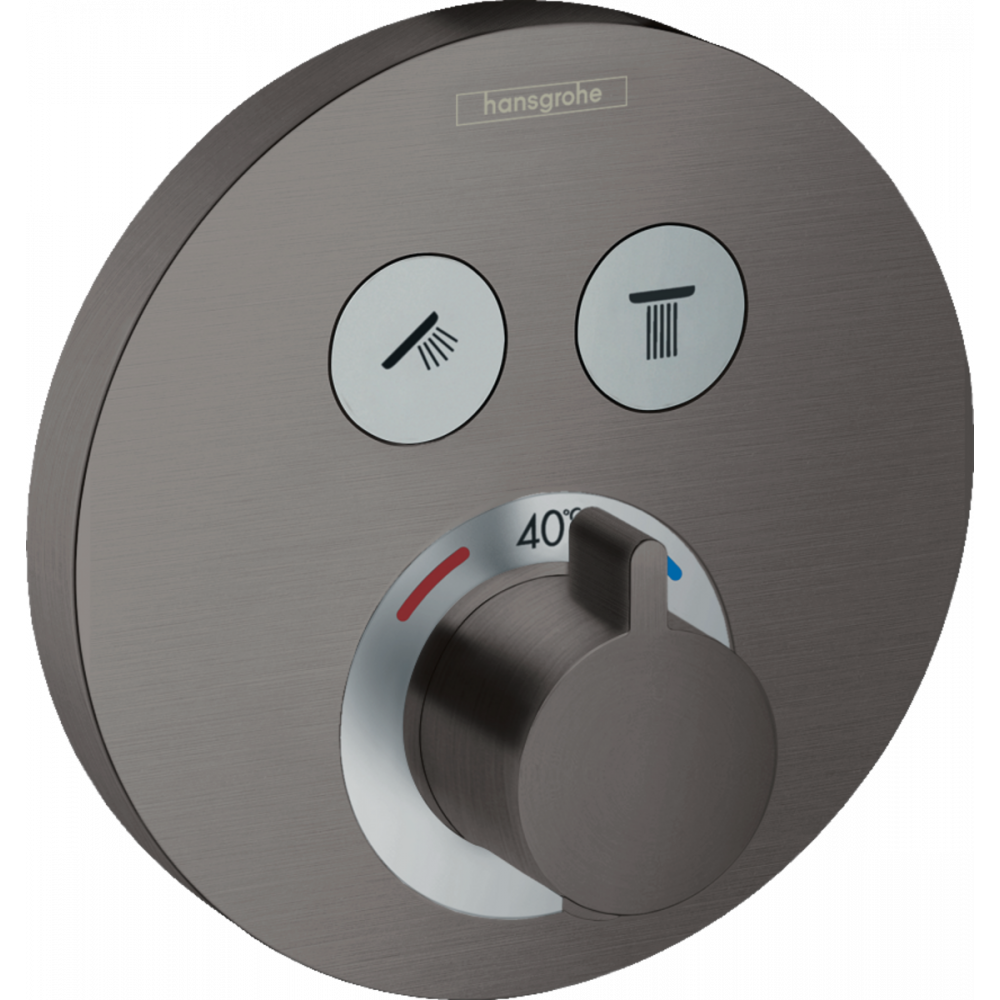 Фото Смеситель для душа с термостатом hansgrohe ShowerSelect S 15743340 для 2 потребителей, СМ, шлифованный черный хром
