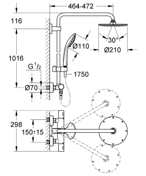 Фото Душевая система Grohe Euphoria XXL System 210 27964000