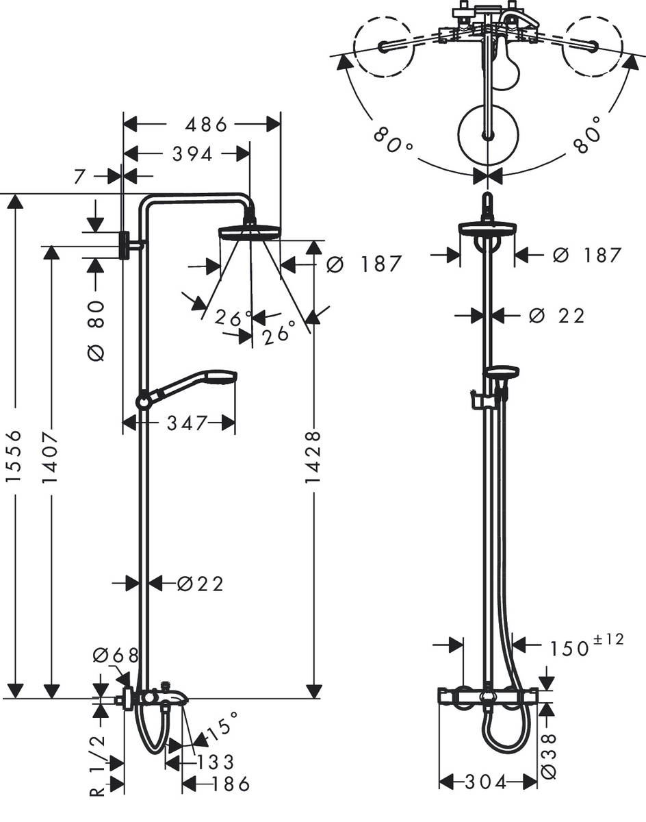 Фото Душевая стойка hansgrohe Croma 27351400