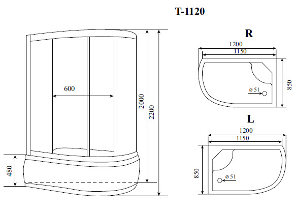 Фото Душевая кабина Timo Standart T-6620 S R, правосторонняя