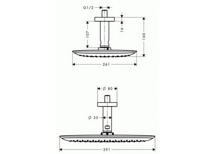 Фото Верхний душ hansgrohe PuraVida 27390000 с кронштейном