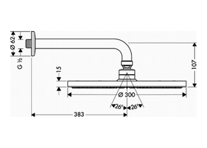 Фото Верхний душ hansgrohe Raindance S Air 27493000 с кронштейном