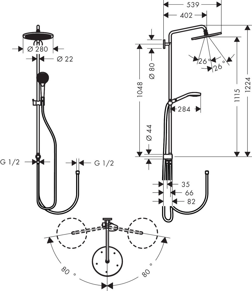 Фото Душевая стойка hansgrohe Croma 26793000