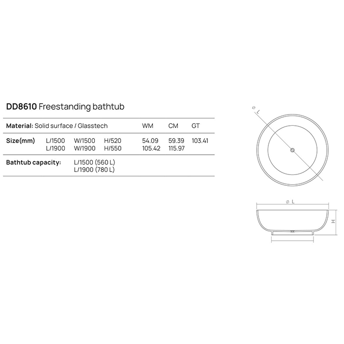 Фото Отдельностоящая ванна Dea Design Round 190х190х55 DD8610 1900 16  чёрный