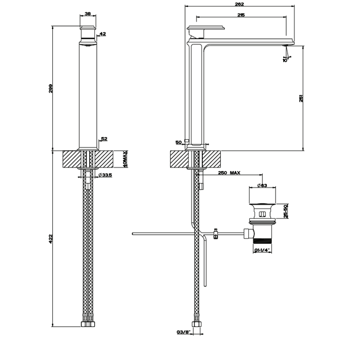 Фото Смеситель для раковины Gessi Eleganza 46003#080 золото