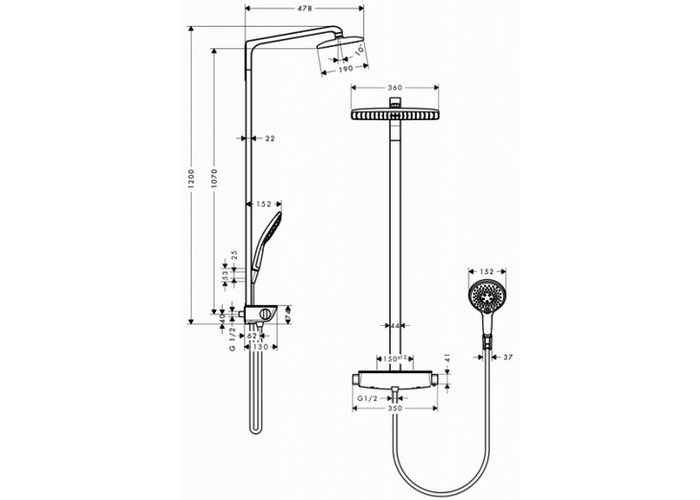 Фото Душевая стойка hansgrohe Raindance Select Showerpipe 27112400