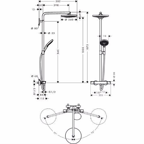 Фото Душевая стойка hansgrohe Raindance Select S 240 2jet Showerpipe 27129400
