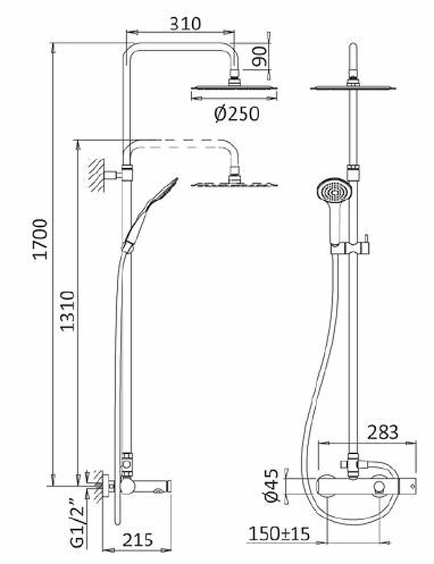 Фото Душевая стойка Cezares CZR-B-CVD-SR золото