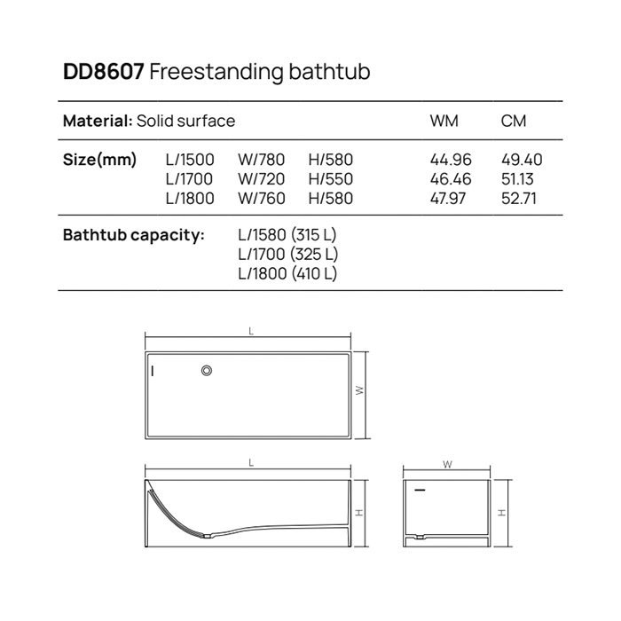 Фото Отдельностоящая ванна Dea Design Modern  180х76х58 DD8607 1800 16 чёрный