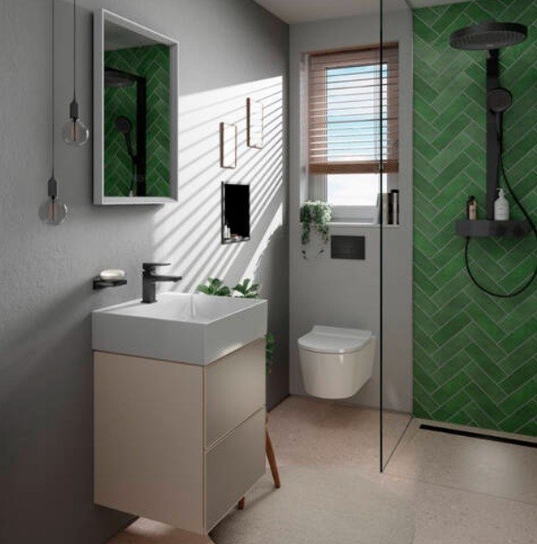 Фото Душевая стойка hansgrohe Rainfinity Showerpipe 26853670 с термостатом черная матовая