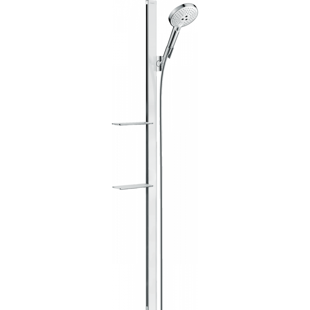 Фото Душевой набор hansgrohe Raindance Select S 120 3jet 27646400 со штангой 150 см и мыльницей, белый/хром