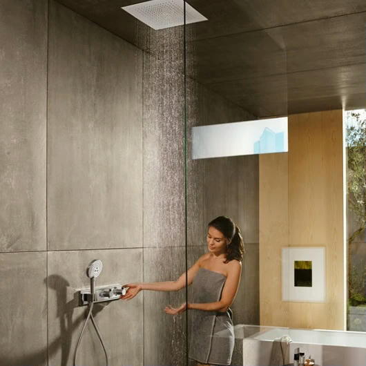 Фото Смеситель для душа с термостатом hansgrohe RainSelect 15355600 черный хром