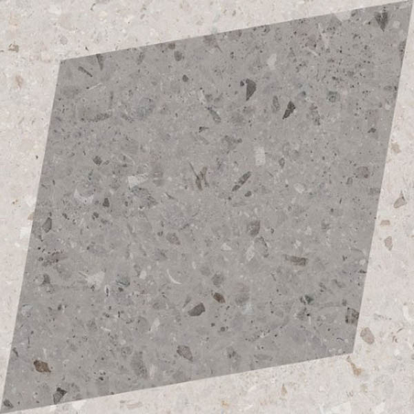 Фото Керамогранит DROPS NATURAL RHOMBUS DECOR GREY (108805) 18.5x18.5 от WOW