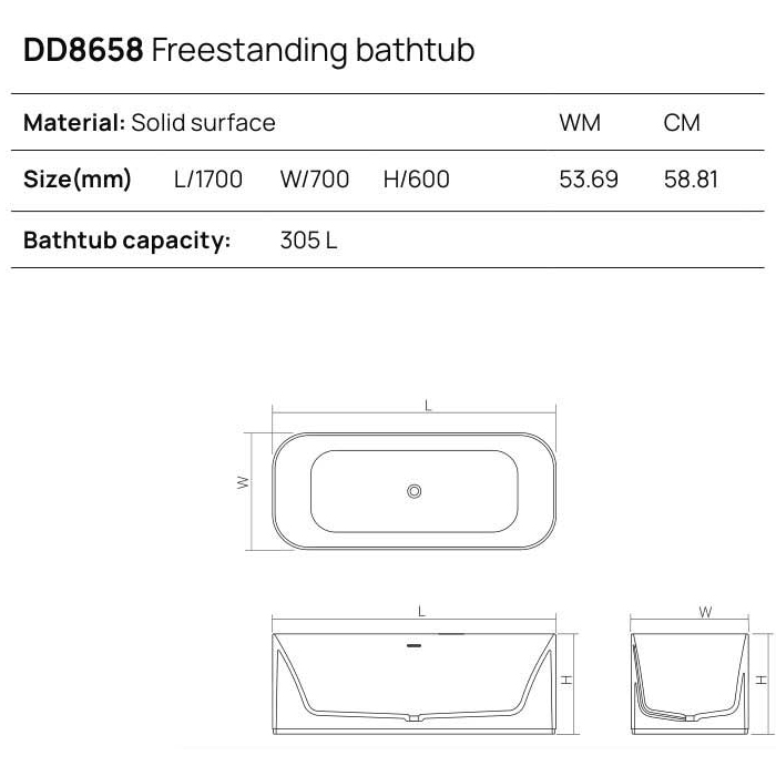 Фото Отдельностоящая ваннаDea Design Soul 170х70х60 DD8658 1700 16 чёрный