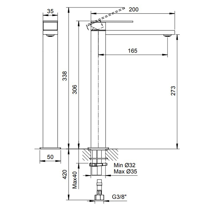 Фото Смеситель для раковины Fantini Mint 34 93 F006WF сталь