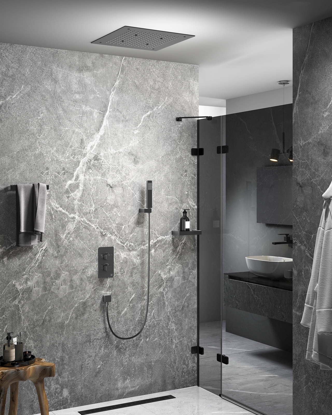 Фото Душевая система с термостатом Timo Petruma SX-5029/18SM черное золото