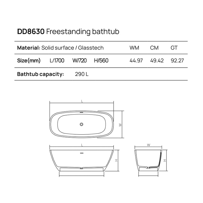 Фото Отдельностоящая ванна Dea Design Soul 170х72х56 DD8630 1700 R1 sunset