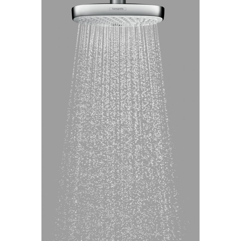 Фото Верхний душ hansgrohe Raindance Select E 300 2jet EcoSmart 26608400 9 л/мин с потолочным подсоединением белый/хром