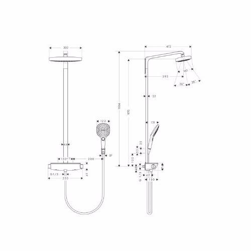 Фото Душевая стойка hansgrohe Raindance Select E 300 2jet Showerpipe 27128400