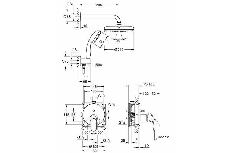 Фото Душевой комплект Grohe Eurosmart Cosmopolitan 25219001