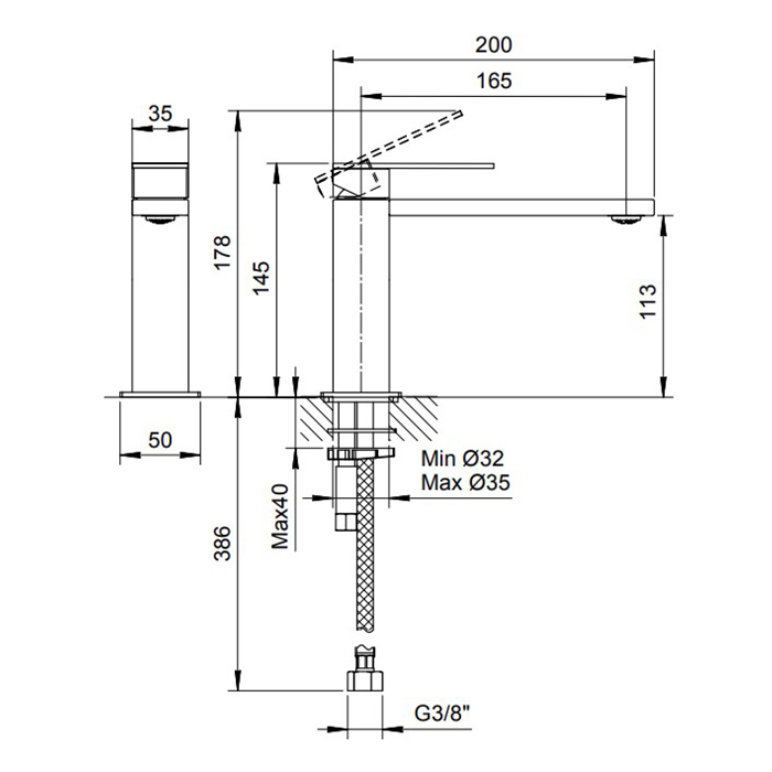 Фото Смеситель для раковины Fantini Mint 34 93 F003WF сталь